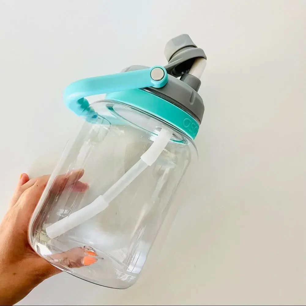 NEW ASOBU The Mint Juggler Bottle Green Turquoise Grey Water Travel Jug Straw